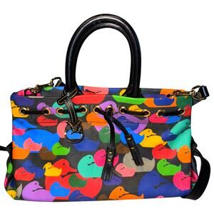 NWOT Vintage Dooney & Bourke Wonder Ducks Black Handbag Satchel Crossbody CLEAN